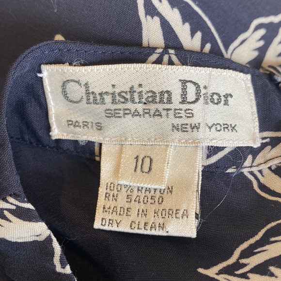 Christian Dior vintage navy rose print short sleeve top 10 - Picture 4 of 5